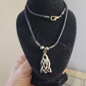 Silver Tone  16" Celtic Knot Pendant Necklace
